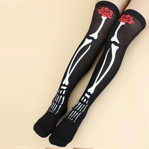Gothcore Creepy Skeleton Pastel Goth Thighs High Socks Lolita Over Knee length